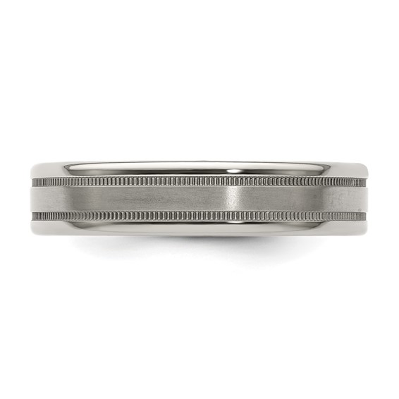 Edward Mirell Titanium Brushed/Polished Flat Milgrain 5mm Band Size 5