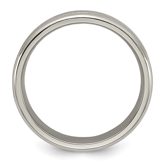 Edward Mirell Titanium Brushed/Polished Flat Milgrain 6mm Band Size 6