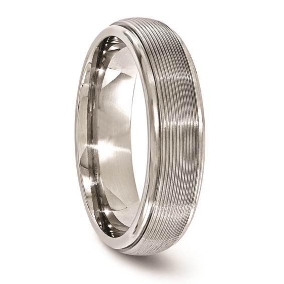 Edward Mirell Titanium Polished Textured Domed 6mm Band