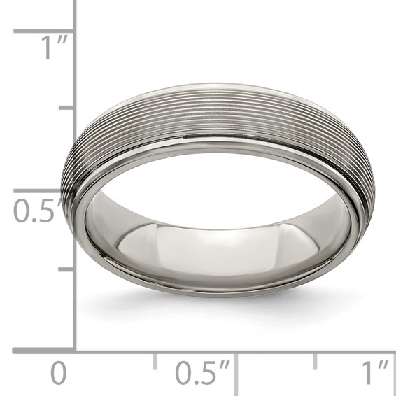 Edward Mirell Titanium Polished Textured Domed 6mm Band
