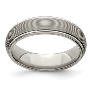 Edward Mirell Titanium Polished Textured Domed 6mm Band