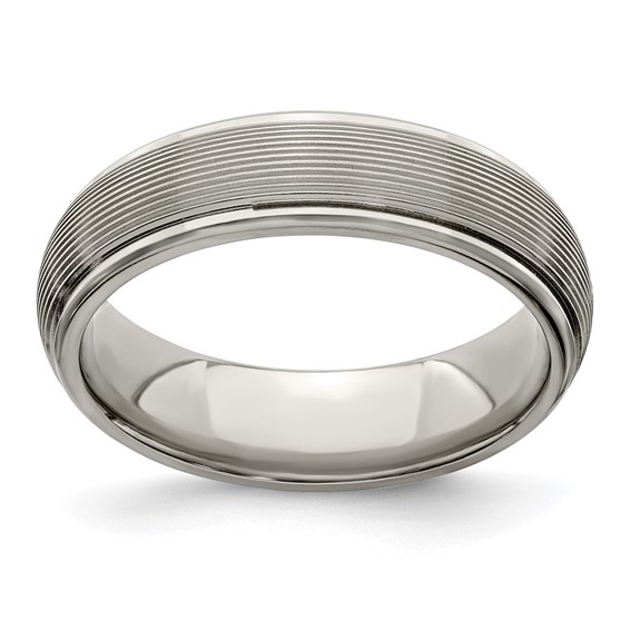 Edward Mirell Titanium Polished Textured Domed 6mm Band