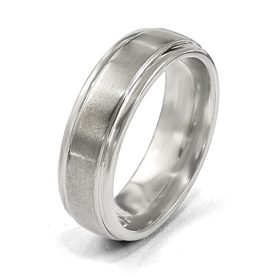 Edward Mirell Titanium Brushed/Polished Step Edge 5mm Band Size 5