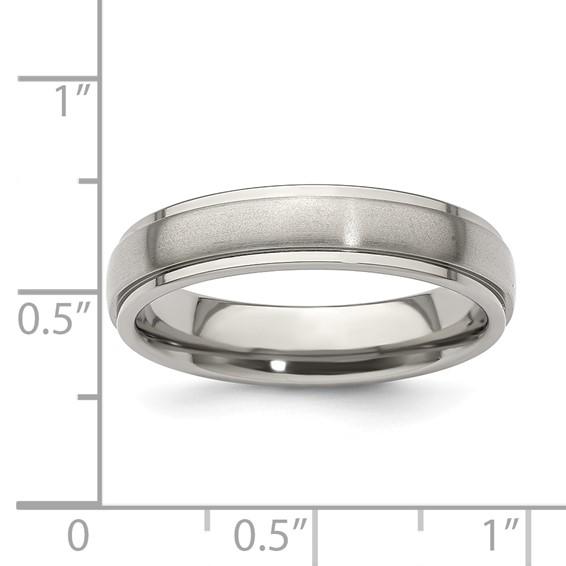 Edward Mirell Titanium Brushed/Polished Step Edge 5mm Band Size 5