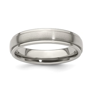 Edward Mirell Titanium Brushed/Polished Step Edge 5mm Band Size 5