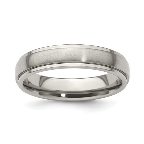 Edward Mirell Titanium Brushed/Polished Step Edge 5mm Band Size 5