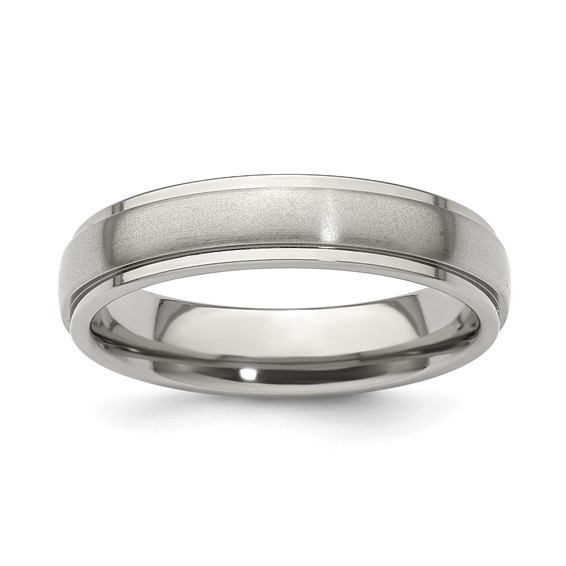 Edward Mirell Titanium Brushed/Polished Step Edge 5mm Band Size 5