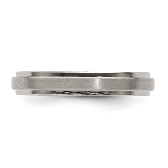 Edward Mirell Titanium Brushed/Polished Flat Step Edge 4mm Band Size 5