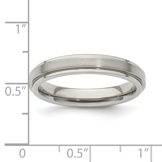 Edward Mirell Titanium Brushed/Polished Flat Step Edge 4mm Band Size 5