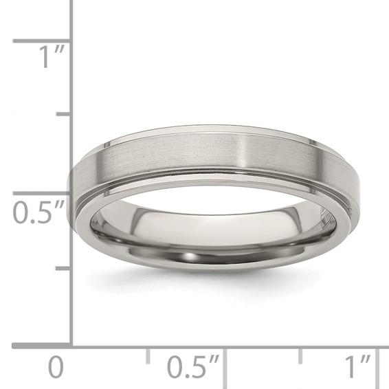 Edward Mirell Titanium Brushed/Polished Flat Step Edge 5mm Band Size 5