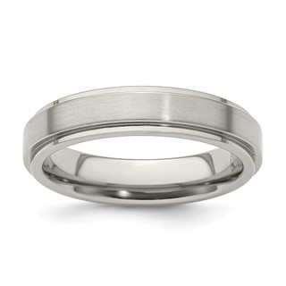 Edward Mirell Titanium Brushed/Polished Flat Step Edge 5mm Band Size 5
