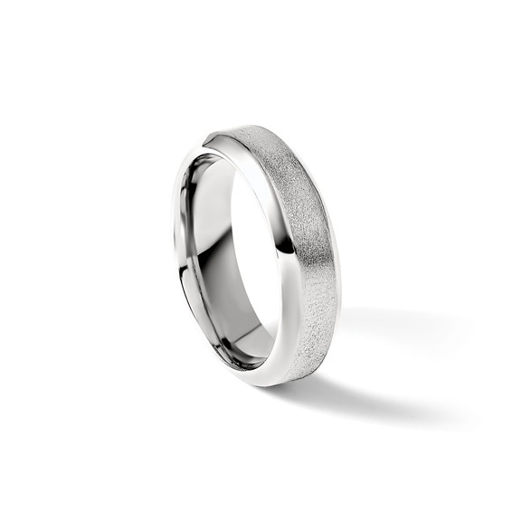 Edward Mirell Titanium Brushed/Polished Beveled Edge 4mm Band Size 5