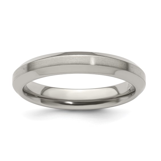 Edward Mirell Titanium Brushed/Polished Beveled Edge 4mm Band Size 5