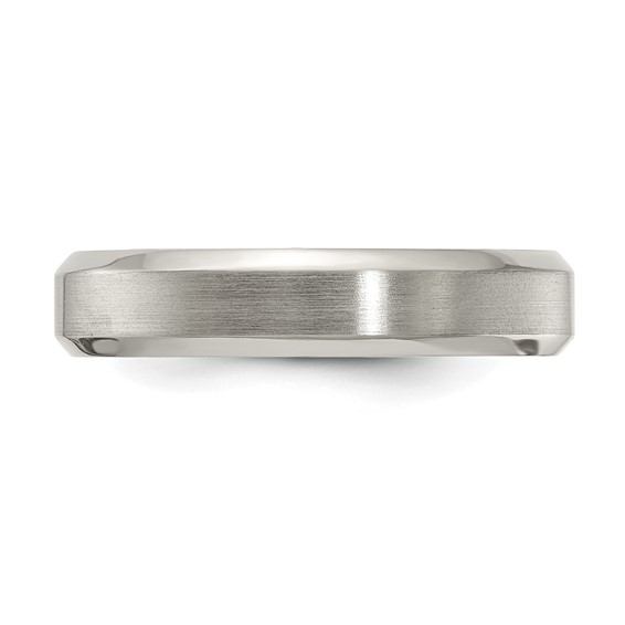 Edward Mirell Titanium Brushed/Polished Beveled Edge 5mm Band Size 5