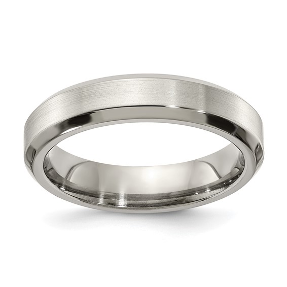 Edward Mirell Titanium Brushed/Polished Beveled Edge 5mm Band Size 5
