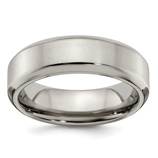 Edward Mirell Titanium Brushed/Polished Beveled Edge 7mm Band Size 6