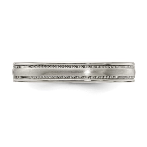 Edward Mirell Titanium Brushed & Polished Tri Dome Milgrain 4mm Band