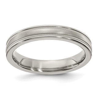 Edward Mirell Titanium Brushed & Polished Tri Dome Milgrain 4mm Band