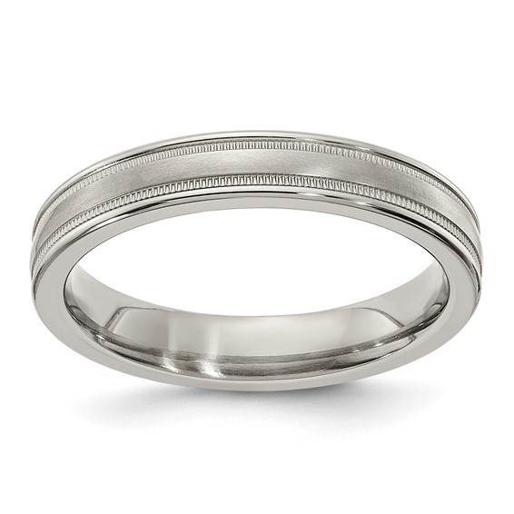 Edward Mirell Titanium Brushed & Polished Tri Dome Milgrain 4mm Band