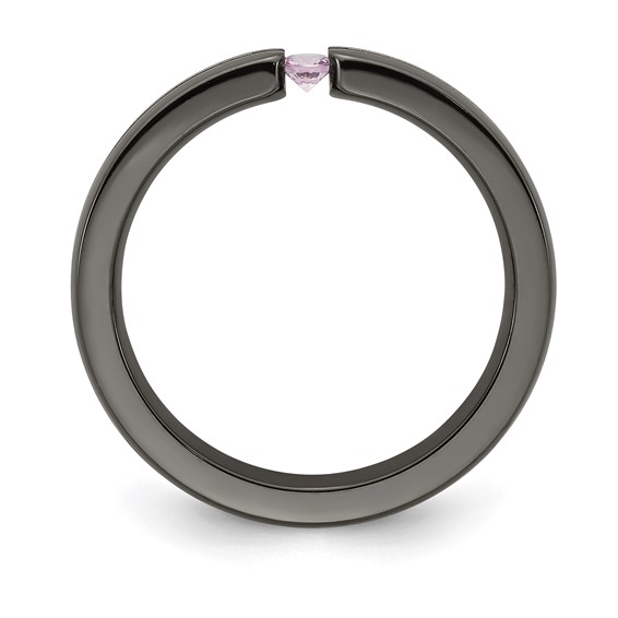 Edward Mirell Black Ti Pink Sapphire and Pink Anodized Grooved 4mm Band