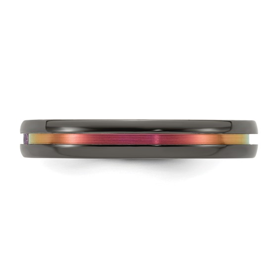 Edward Mirell Black Ti Pink Sapphire and Pink Anodized Grooved 4mm Band