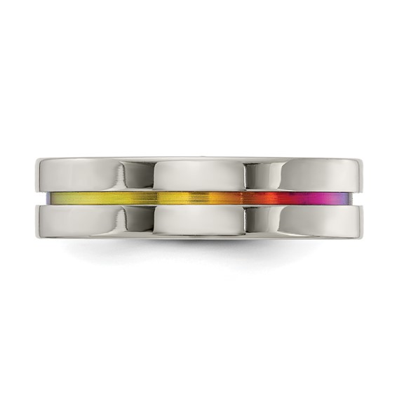 Edward Mirell Gray Titanium Rainbow Anodized Grooved Flat Bands