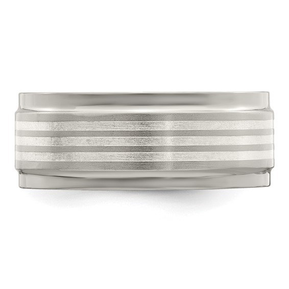 Edward Mirell Titanium w/Sterling Silver Inlay Beveled Edge 9mm Band