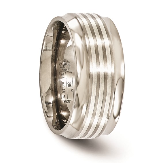 Edward Mirell Titanium w/Sterling Silver Inlay Beveled Edge 9mm Band