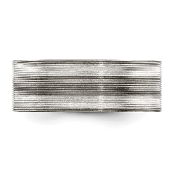 Edward Mirell Titanium with Sterling Silver Inlay Grooved 8.5mm Band