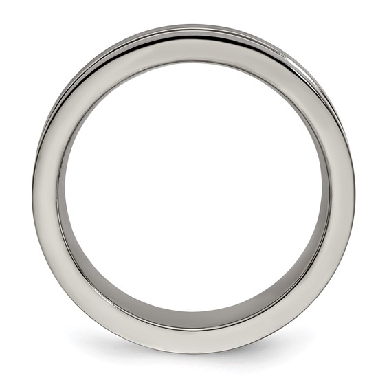 Edward Mirell Titanium Brushed&Polished w/Sterling Silver 6mm Band