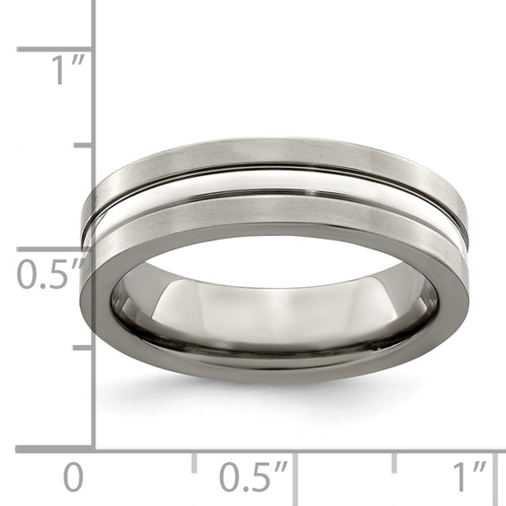 Edward Mirell Titanium Brushed&Polished w/Sterling Silver 6mm Band