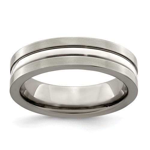 Edward Mirell Titanium Brushed&Polished w/Sterling Silver 6mm Band