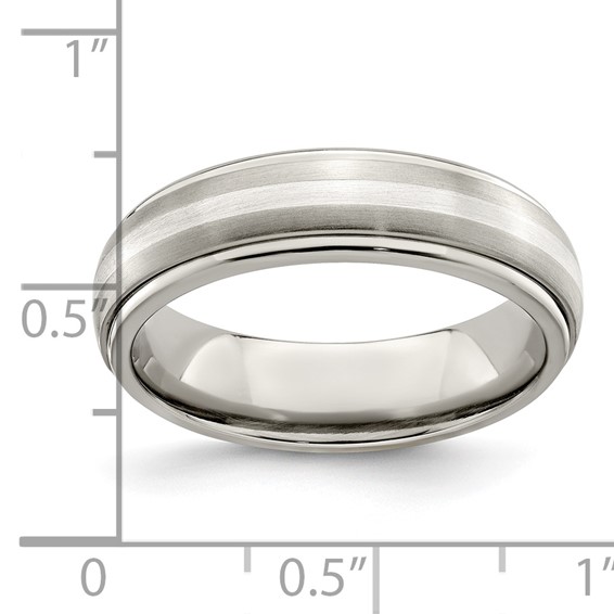 Edward Mirell Titanium Brushed&Polished w/Sterling Silver 6mm Band