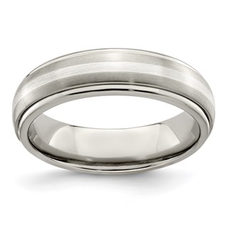 Edward Mirell Titanium Brushed&Polished w/Sterling Silver 6mm Band
