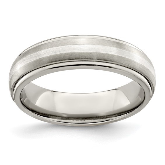 Edward Mirell Titanium Brushed&Polished w/Sterling Silver 6mm Band