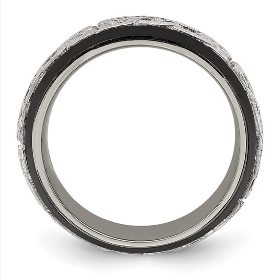 Edward Mirell Black Ti w/Sterling Silver Casted 9mm Band