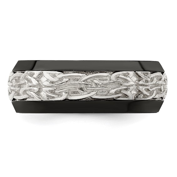 Edward Mirell Black Ti w/Sterling Silver Casted 9mm Band