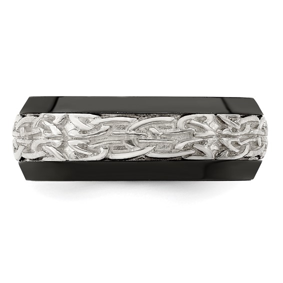 Edward Mirell Black Ti w/Sterling Silver Casted 9mm Band