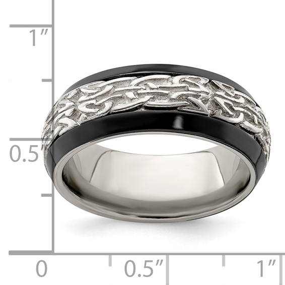 Edward Mirell Black Ti w/Sterling Silver Casted 9mm Band