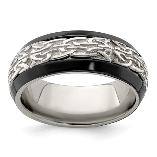 Edward Mirell Black Ti w/Sterling Silver Casted 9mm Band