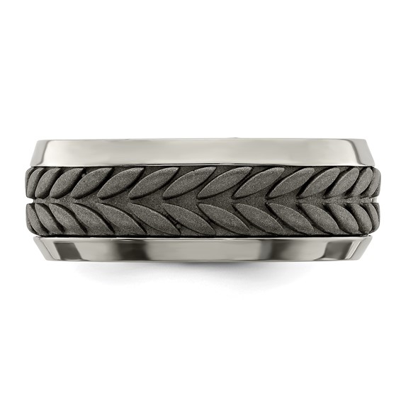 Edward Mirell Stainless Steel and Titanium Rope Design Beveled Casted 9mm Band