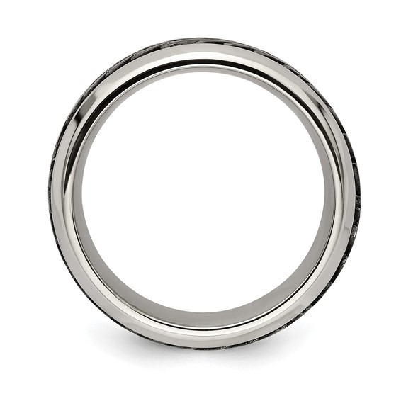 Edward Mirell Stainless Steel and Black Ti Rope Design Beveled Casted 9mm Band