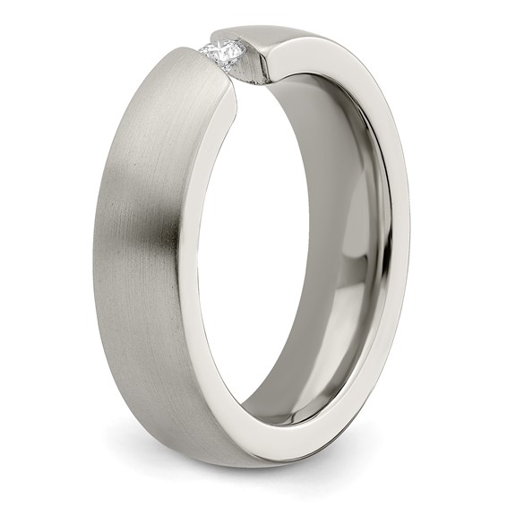 Edward Mirell Titanium Brushed .10ct Diamond 6mm Band