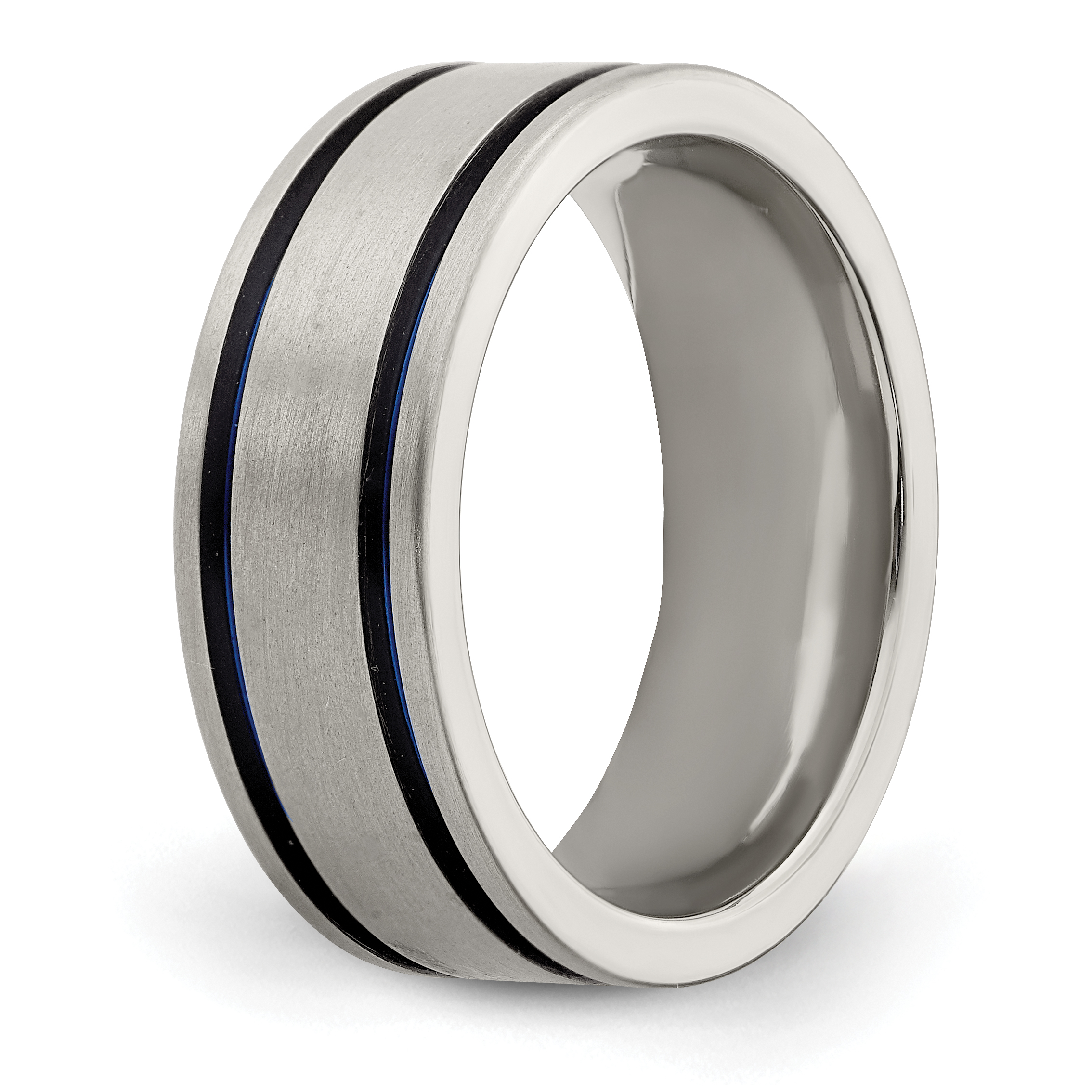 Edward Mirell Titanium Grooved Blue Anodized 8mm Band