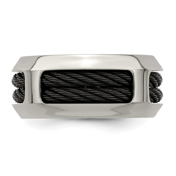 Edward Mirell Stainless Steel and Black Ti Double Cable 10.75mm Band