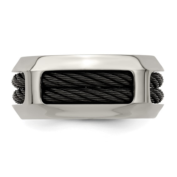 Edward Mirell Stainless Steel and Black Ti Double Cable 10.75mm Band