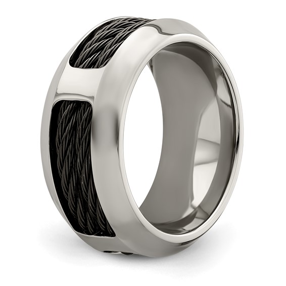 Edward Mirell Stainless Steel and Black Ti Double Cable 10.75mm Band