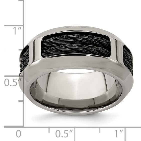 Edward Mirell Stainless Steel and Black Ti Double Cable 10.75mm Band