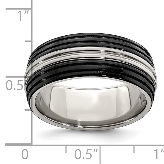 Edward Mirell Black Ti & Stainless Steel Polished 9mm Band