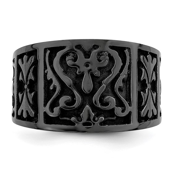 Edward Mirell Black Ti Flat Casted Design 14mm Ring